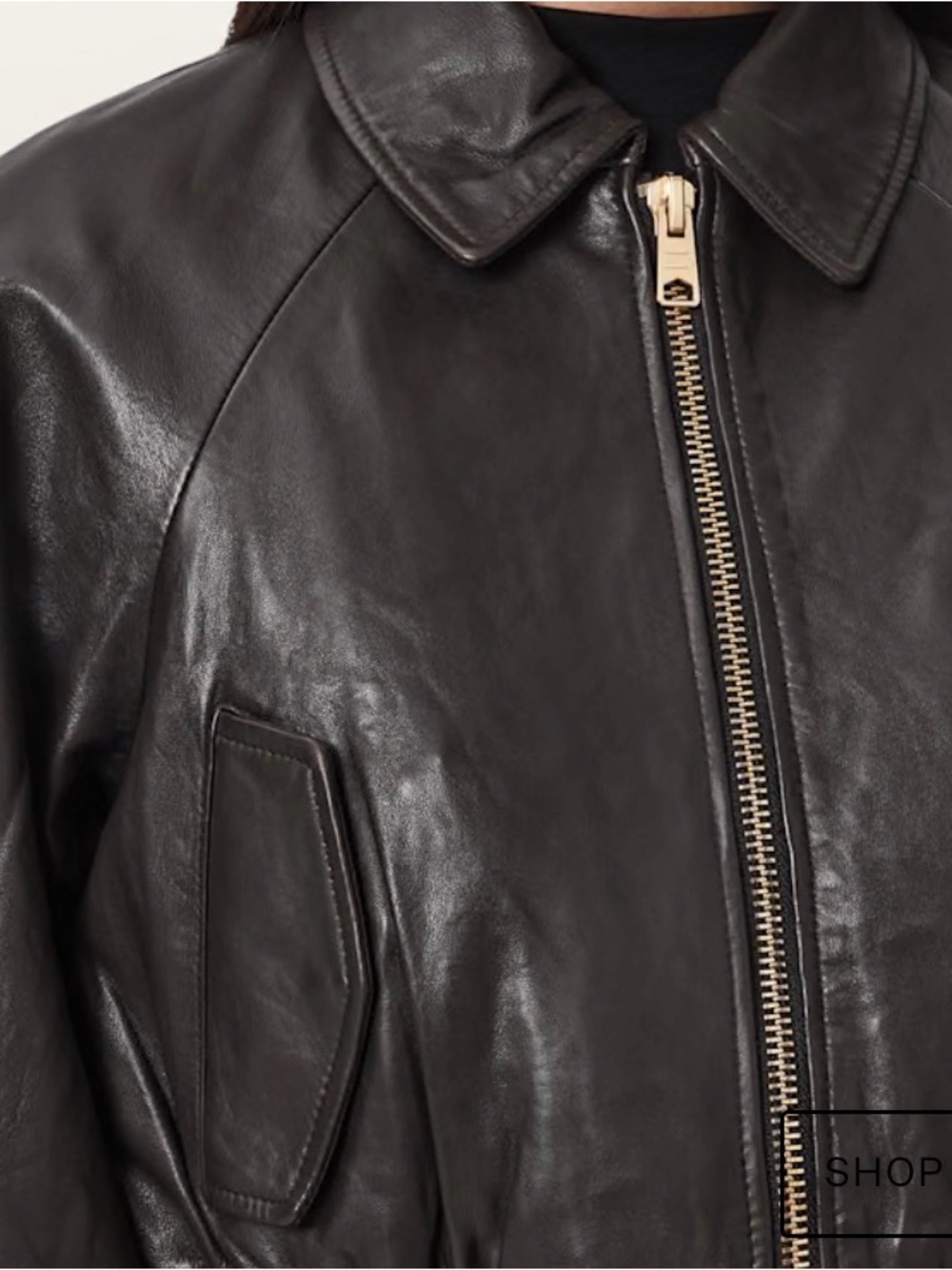 ALLSAINTS Anouk Leather Crop Bomber Jacket Bitter Brown Size M - Picture 5 of 12